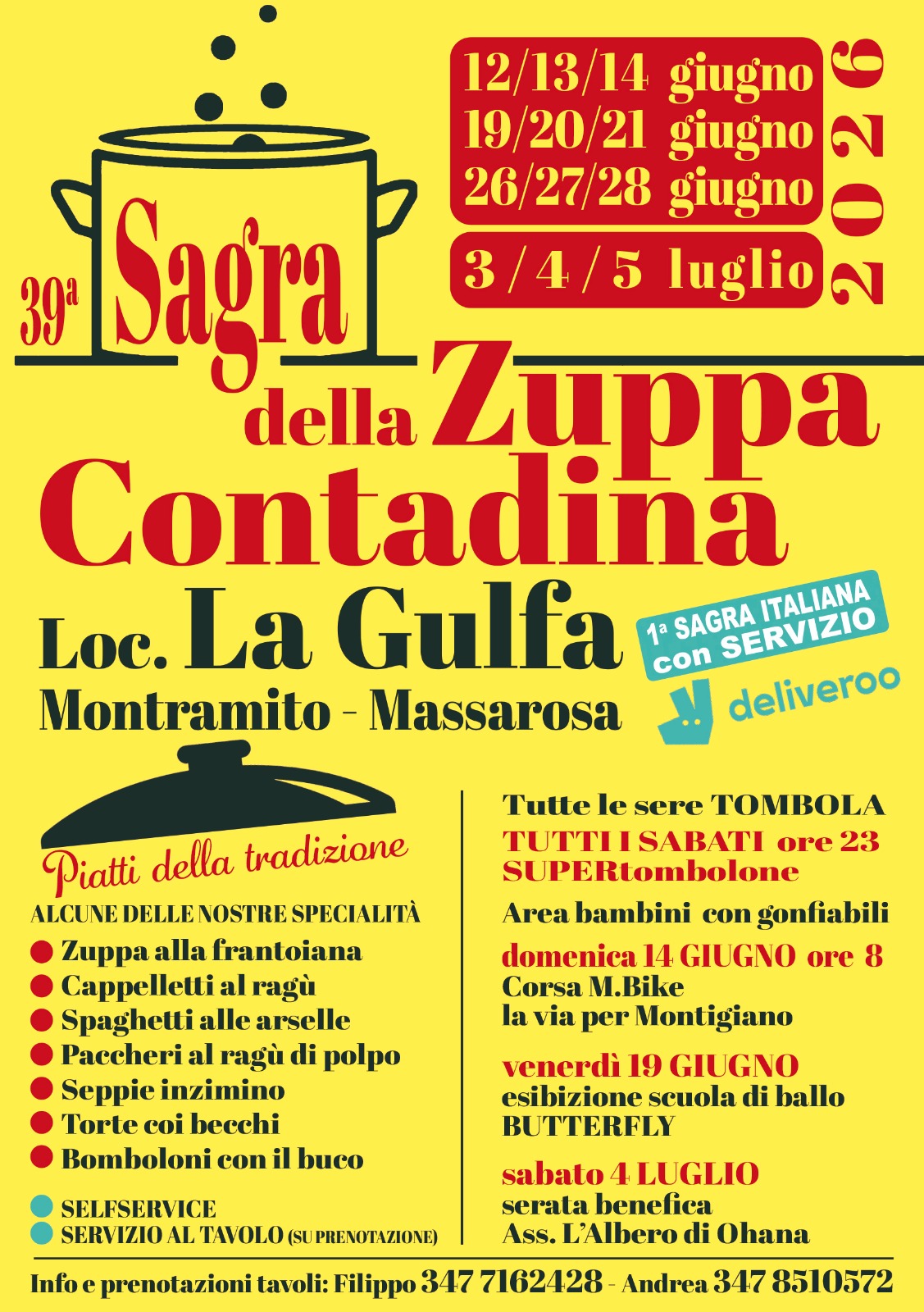 A Massarosa c'è la Zuppa!<br>1°Sagra Italiana<br>con Servizio Deliveroo