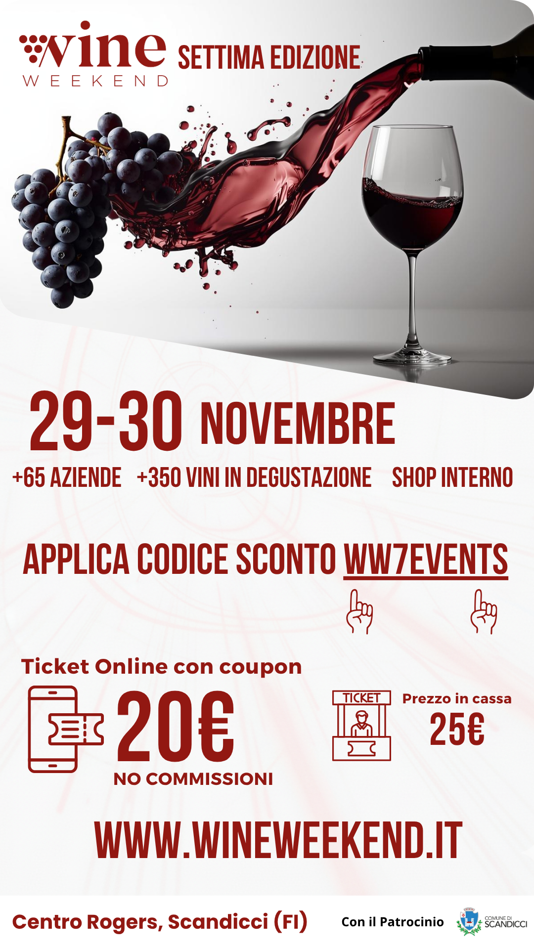 Biglietti a 20€<br>inserendo il codice sconto:<br>WW7EVENTS